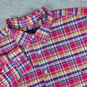 Ralph Lauren Classic Fit Plaid Button Down Shirt Men's 3XB Big Pink Multi